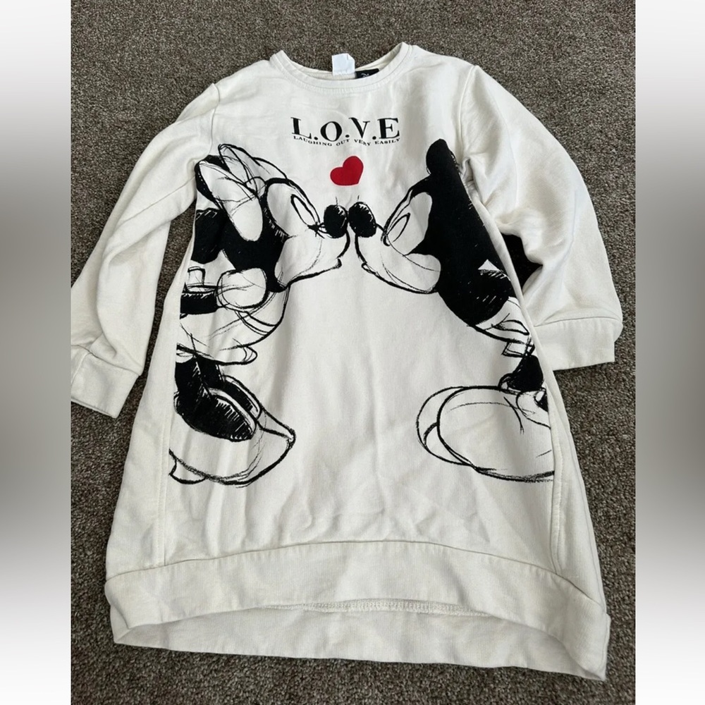 Girls Valentine Zara Sweater Dress Tunic Size 11/12 Disney Design Mickey Minnie